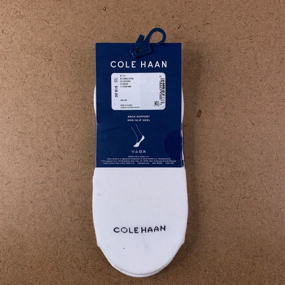 Cole Haan Womens Shoe Size 4-10 White No Show Liner Socks 2 Pair NWT